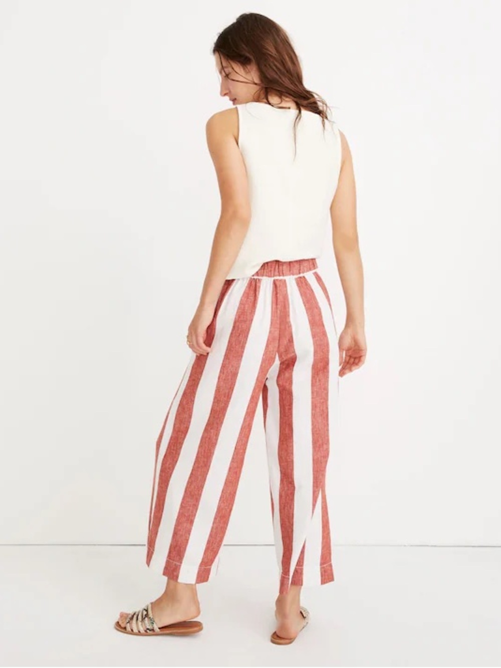 Madewell Huston Pull On Crop Pants Stripe Linen Blend XXS - Picture 3 of 10